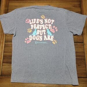 Love & Pineapples Grey Tee "Life's Not Perfect, But Dogs Are" - Size Large